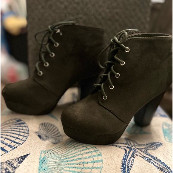 Suede Ankle Bootie Boots in Forest Green and Chocolate Brown $32.00 each - Picture 2 of 6